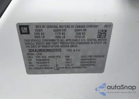 2017 GMC Terrain Sle-1 from USA, damaged, VIN 2GKALMEK0H6337675